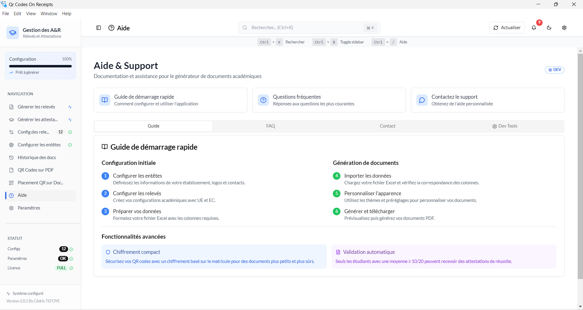 Aide et support